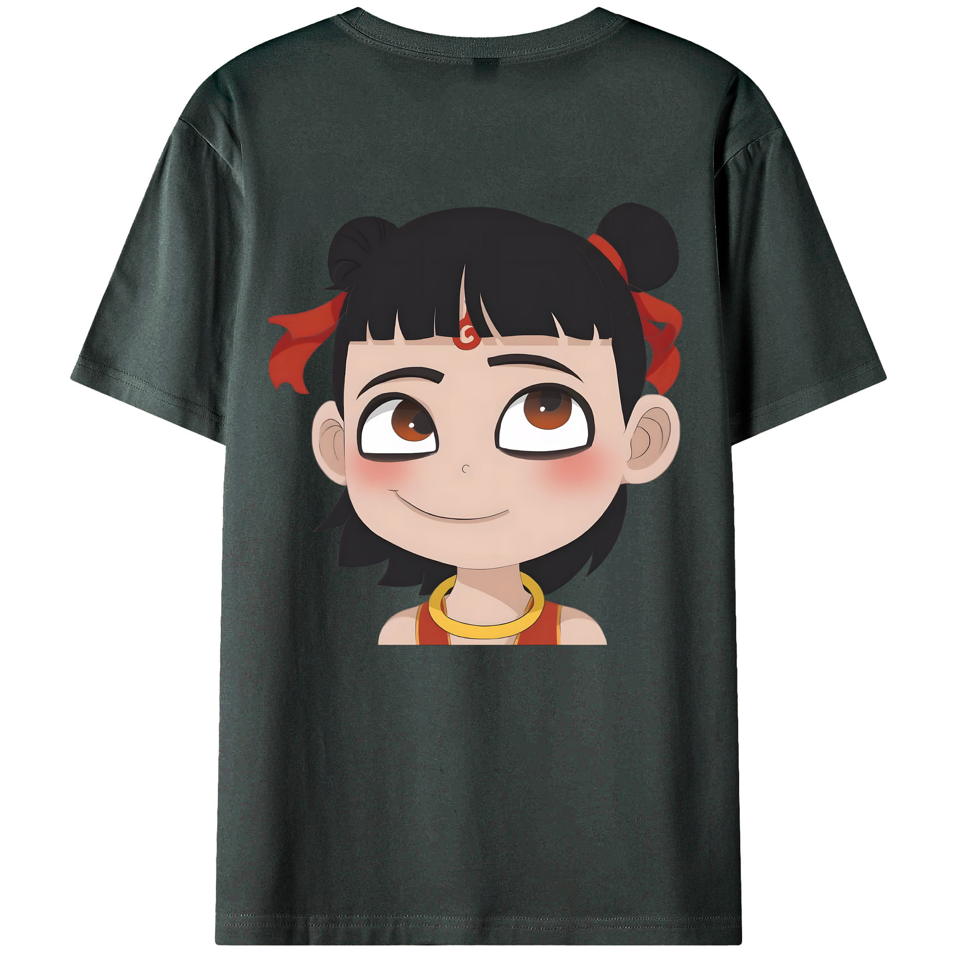 （画像用） Ne Zha 2 ナタ 魔童の大暴れ 綿100％ メンズ半袖Tシャツ（バックプリント） 通気性